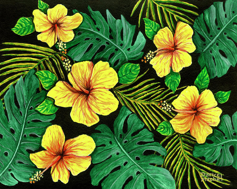 Yellow Tropical Medley Painting by Darice Machel McGuire