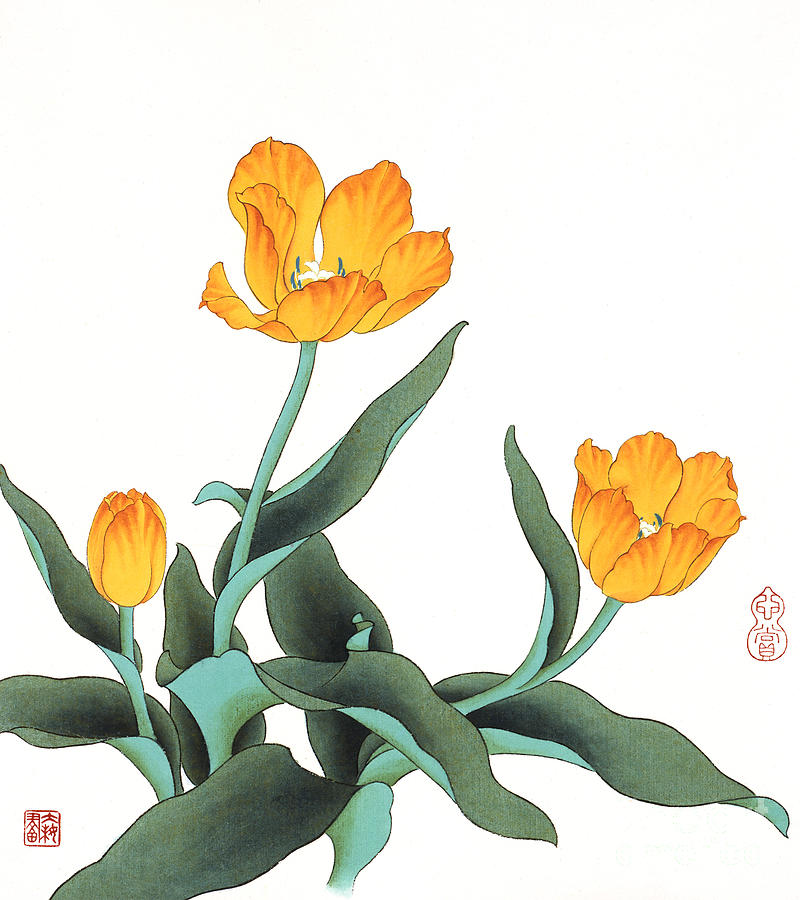 Yellow Tulip Painting by Da Mei and Wen Lin
