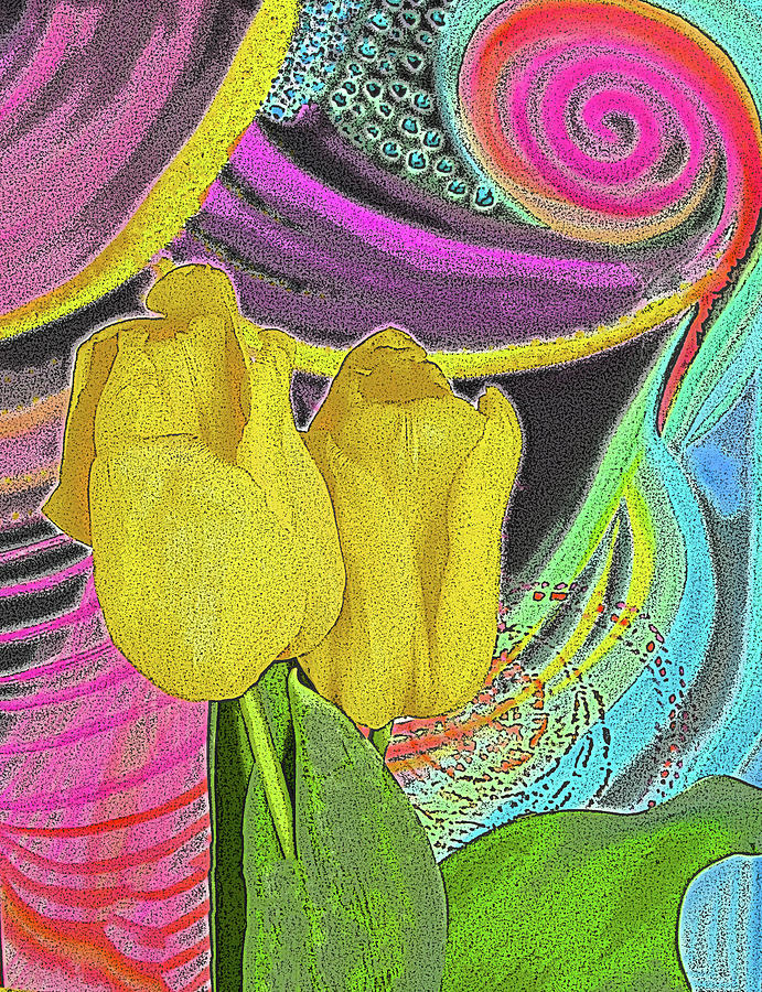 Yellow Tulips Mixed Media by Corinne Carroll