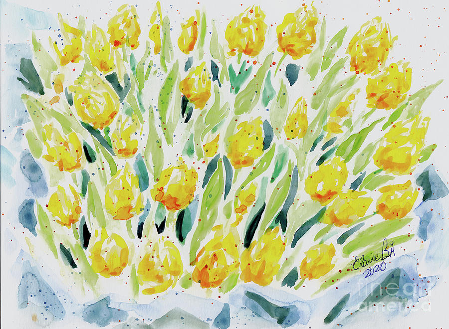 Yellow Tulips Painting by Elaine Berger
