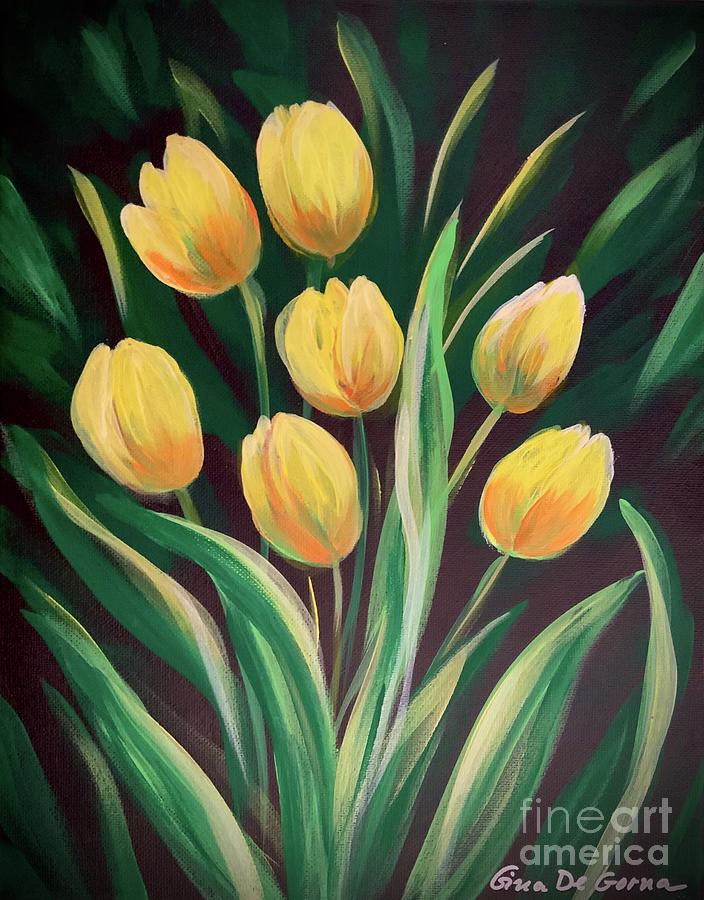 Yellow Tulips Digital Art by Gina De Gorna