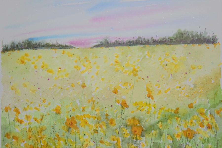 Flower Painting - Yellow Wildflowers by Renee Floyd