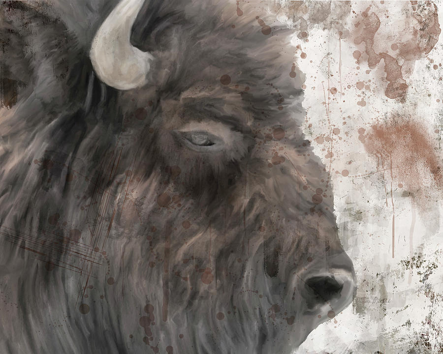 Yellowstone Buffalo Digital Art by Ramona Murdock