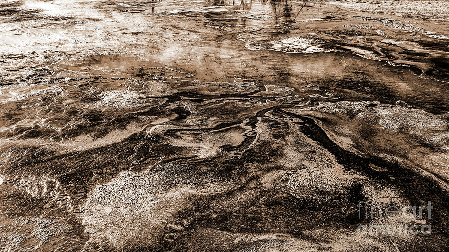 Yellowstone National Park Digital Art - Yellowstone Colors Site #2 - Sepia by Anthony Ellis