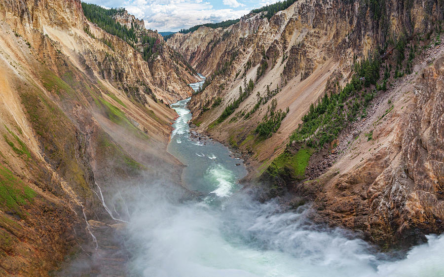Yellowstone Falls Down River Photograph by Rob Hemphill