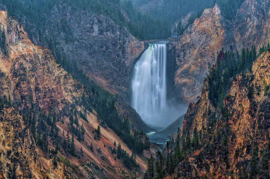 Yellowstone Falls in the Mist Photograph by Loree Johnson