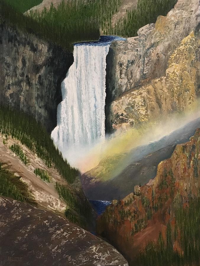 Yellowstone Falls Painting by Marlene Little