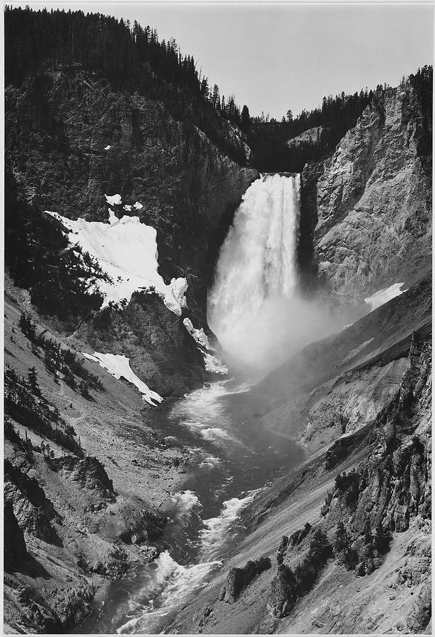 Yellowstone Falls Yellowstone National Park  Wyoming. Photograph by Ansel Adams