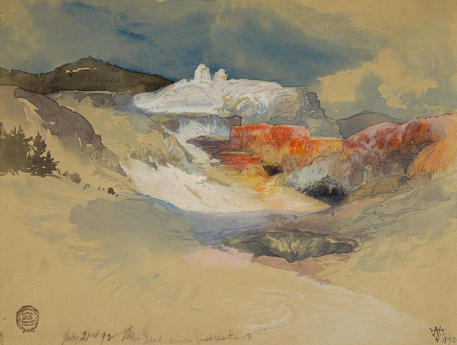 Yellowstone Hot Springs Drawing by Thomas Moran American