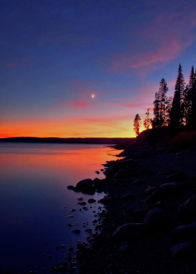 Yellowstone Lake Sunset Photograph by Stephen Vecchiotti