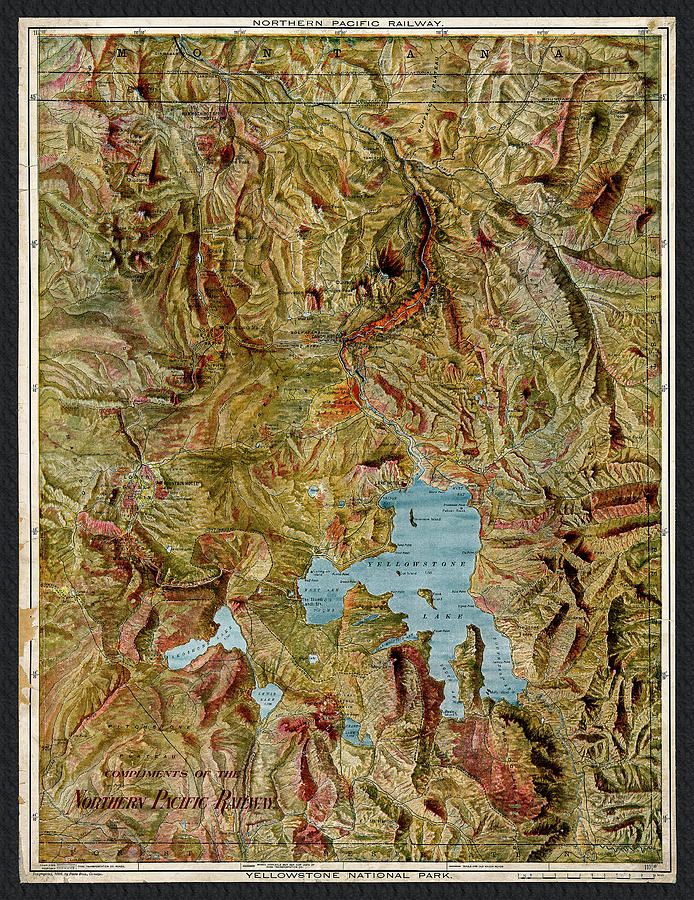 Yellowstone National Park Map 1898 Photograph by Phil Cardamone