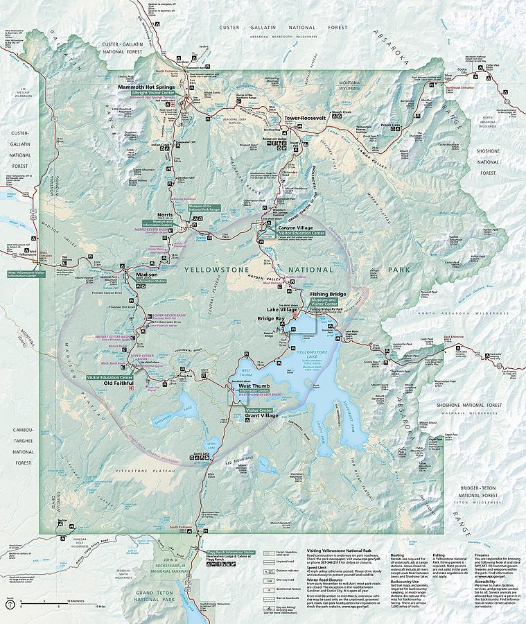 Yellowstone National Park Map Photograph by Robert Braley - Fine Art ...