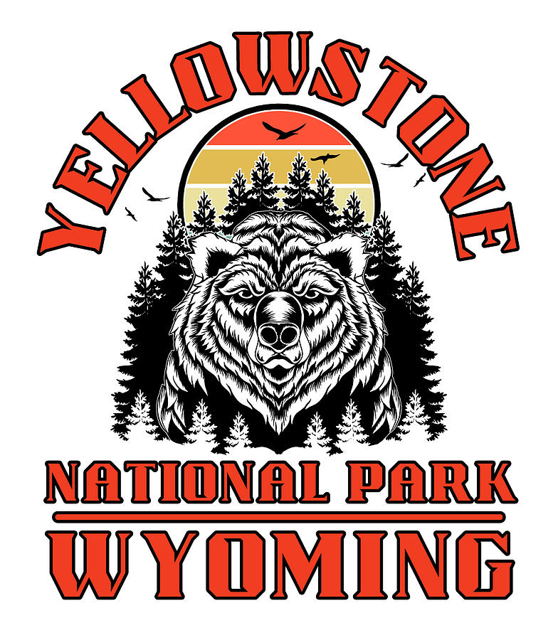 Yellowstone National Park Wyoming Grizzly Bear Travel Digital Art by ...