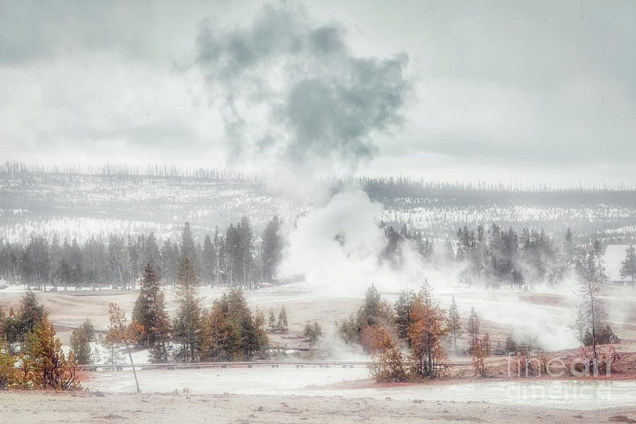 Yellowstone Old Faithful in Winter Photograph by Charline Xia