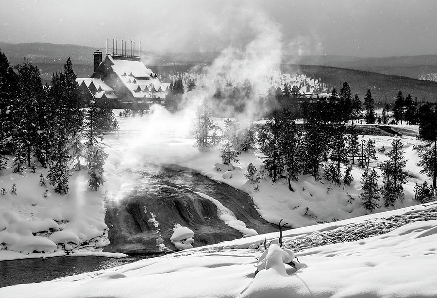 Yellowstone Old Faithful Inn, Winter Photograph by Greg Sigrist