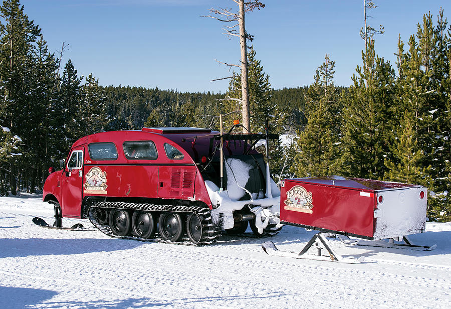 Yellowstone Park Bombardier Snow Coach Photograph by Greg Sigrist