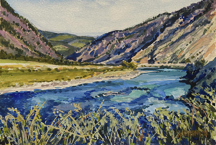 Yellowstone River and Yankee Jim Canyon Painting by Les Herman