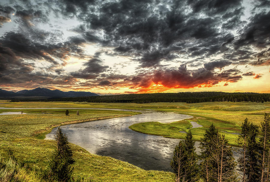 Yellowstone National Park Photograph - Yellowstone River At Sunset by Mountain Dreams