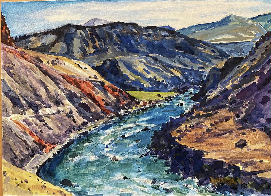 Yellowstone River Trail to Mouth of Bear Creek Painting by Les Herman