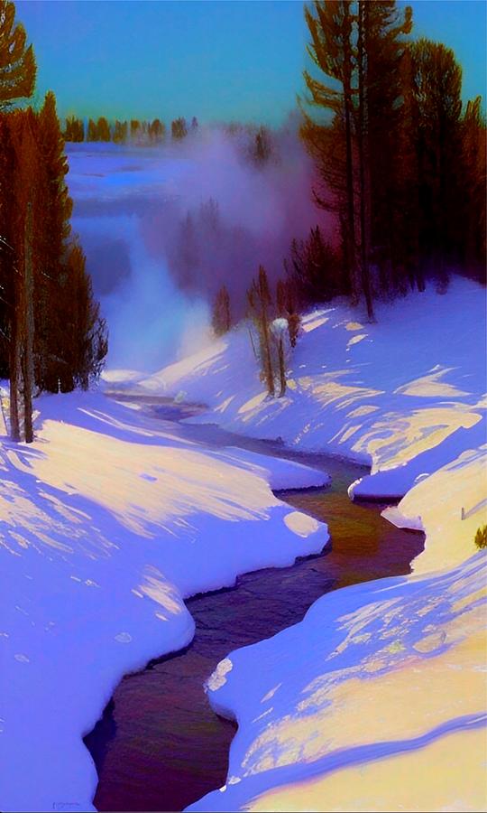 Yellowstone Winter Digital Art By Fred Hahn Pixels