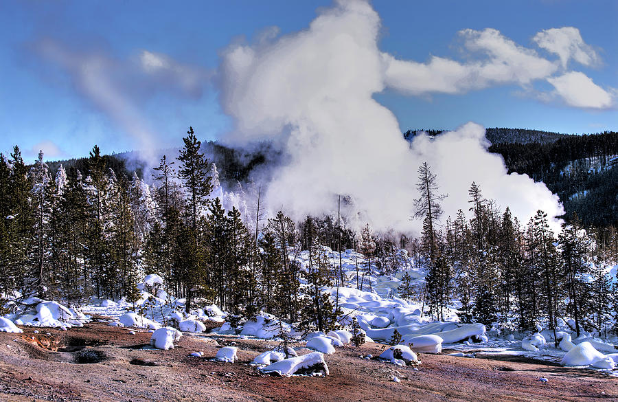 Yellowstone Winter Geyser Basin Photograph Photograph by Greg Sigrist