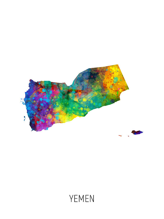 Yemen Watercolor Map Digital Art by Michael Tompsett