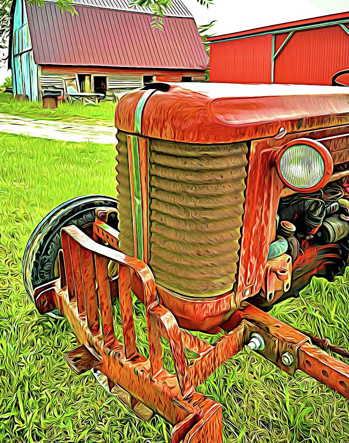 Yesterdays Tractor Front View in Expressionism Photograph by Bill Swartwout