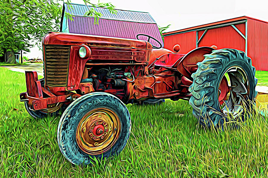 Yesterdays Tractor in Expressionism Photograph by Bill Swartwout