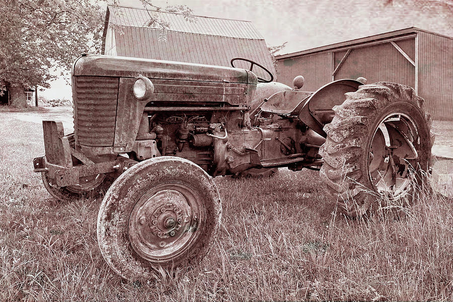 Yesterdays Tractor In Sepia Photograph