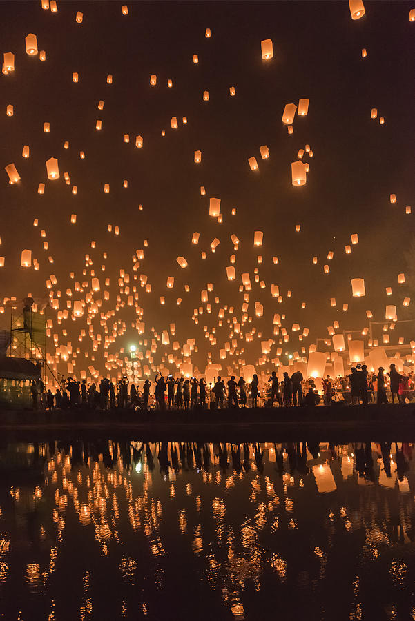 Yi Peng Sky Lantern Festival Photograph by February
