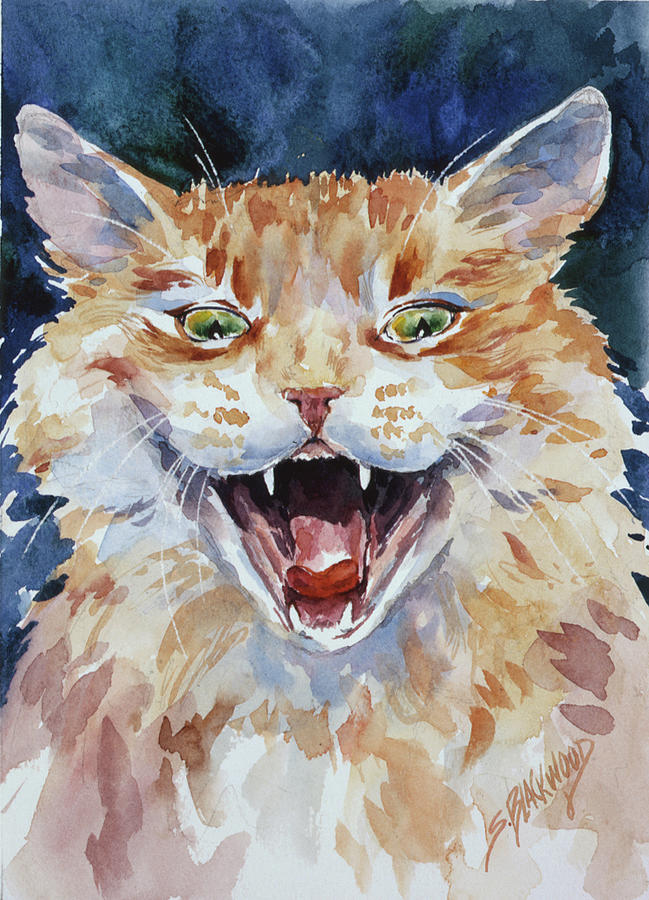 Yikes with Yellow-Green Eyes Painting by Susan Blackwood
