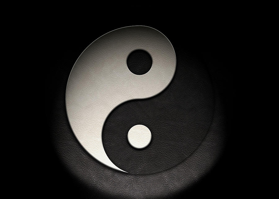 Yin Yang Symbol Leather Texture Repost Digital Art by Brian Carson