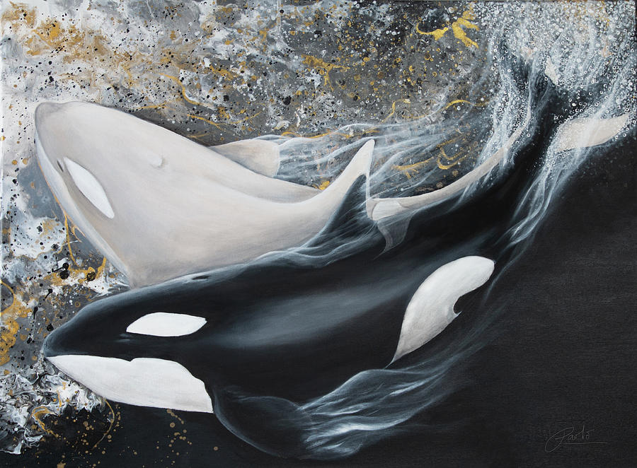 Ying yang orcas Painting by Tia Pavlic - Fine Art America