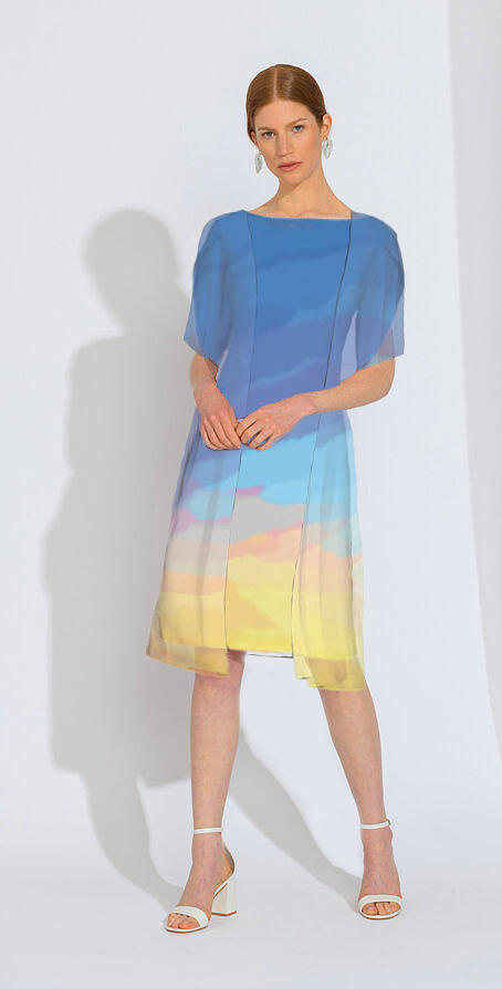 YK Kimono over the Michelle Dress II in Watercolor Sunset 2 Photograph by Susan Molnar