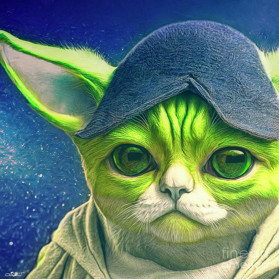 Yoda Cat Digital Art by Jutta Maria Pusl