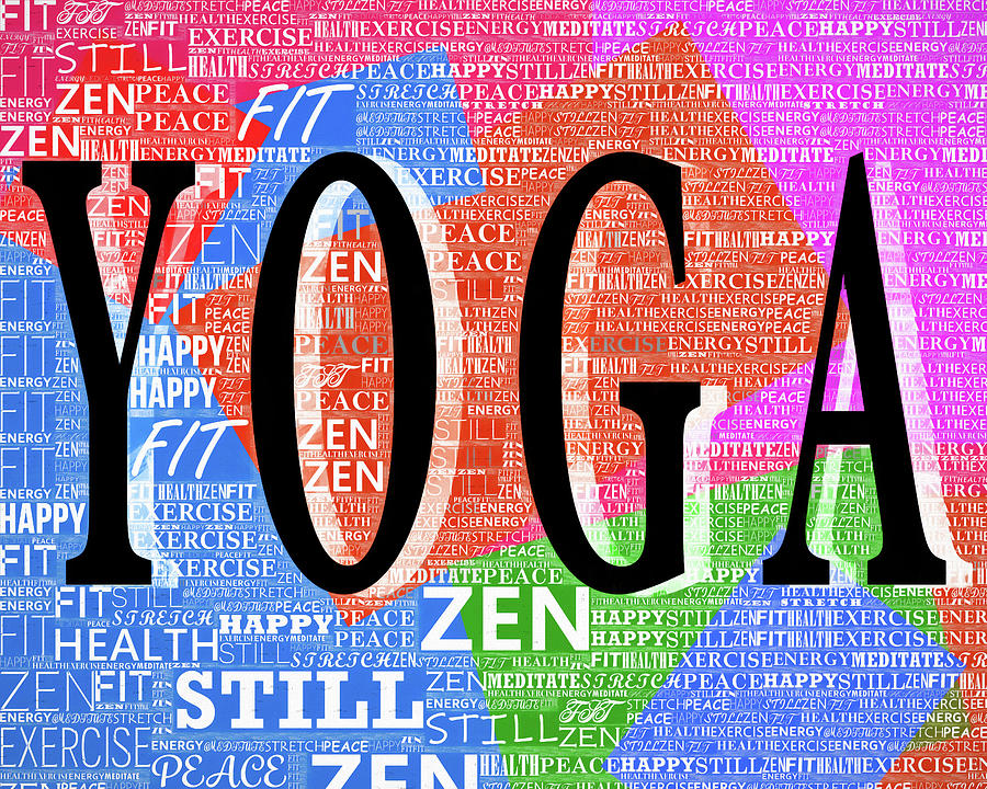 Yoga Colorful Typography Mixed Media by Dan Sproul