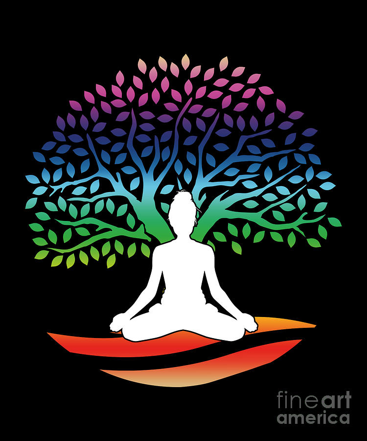 Yoga Lotus Tree Colorful Meditation Nirvana Zen Gift Digital Art by ...