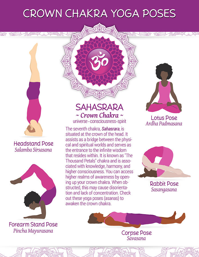 Yoga Poses - Asanas - Crown Chakra - 81wb Digital Art by Serena King ...