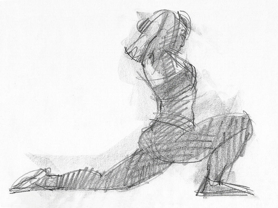 Yoga study Yin 11 Drawing by Judith Kunzle