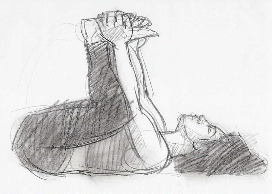 Yoga study Yin 4 Drawing by Judith Kunzle
