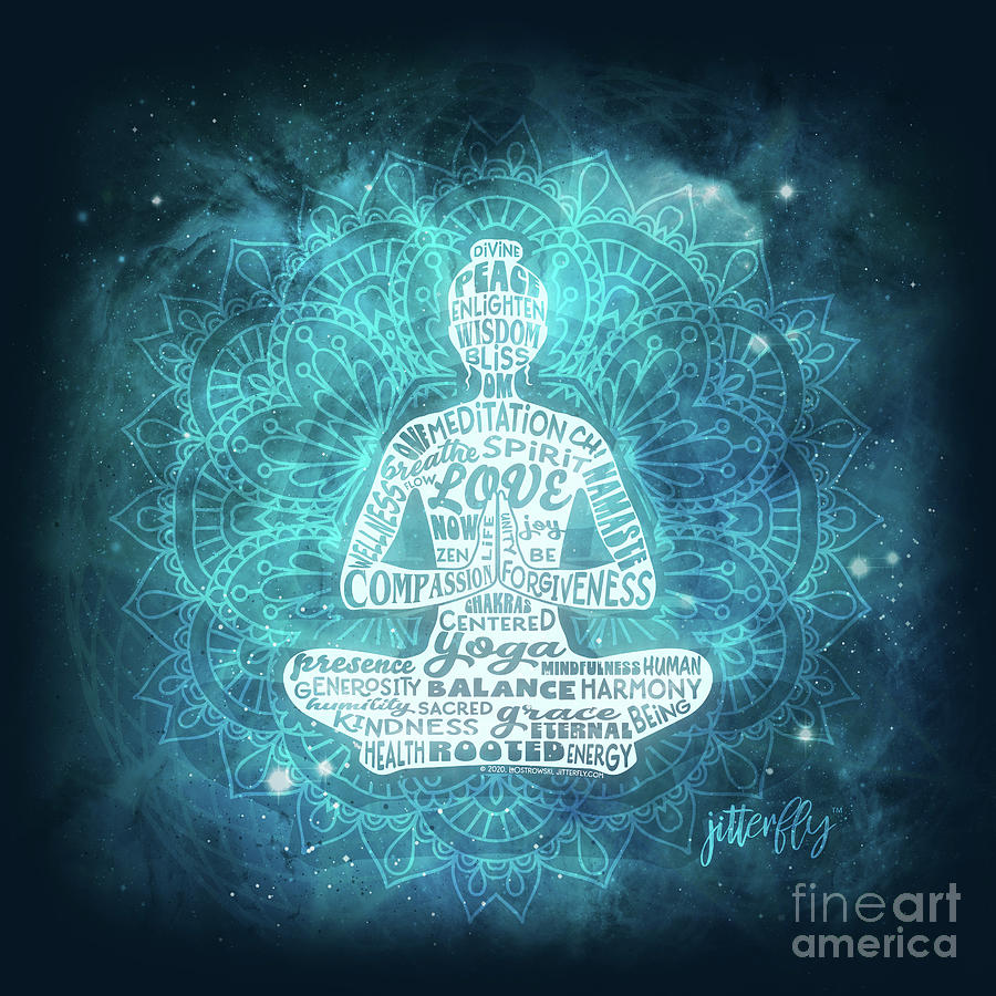 Space Digital Art - Yoga Woman Meditating Mandala by Laura Ostrowski