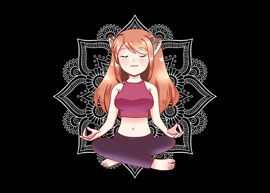 Yoga Yoga Meditation Anime Girl Digital Art by Morein Mahoney