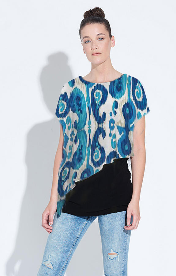 Yoko Cape Tunic in Paisley Blues Tapestry - Textile by Susan Molnar