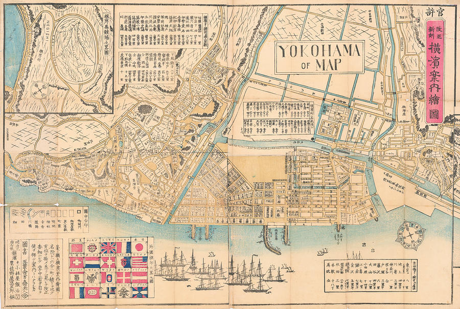 Yokohama of Map Yokohama annei ezu Japan Painting by Anonymous - Pixels