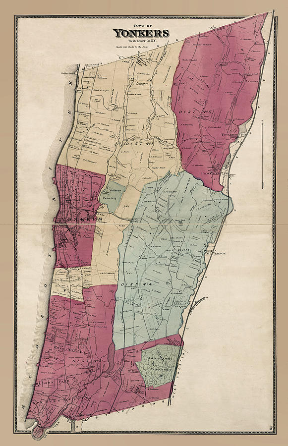 Yonkers Antique Map 1868 Photograph by Phil Cardamone