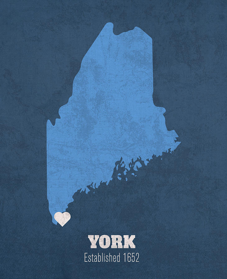 York Maine City Map Founded 1652 University of Maine Color Palette ...