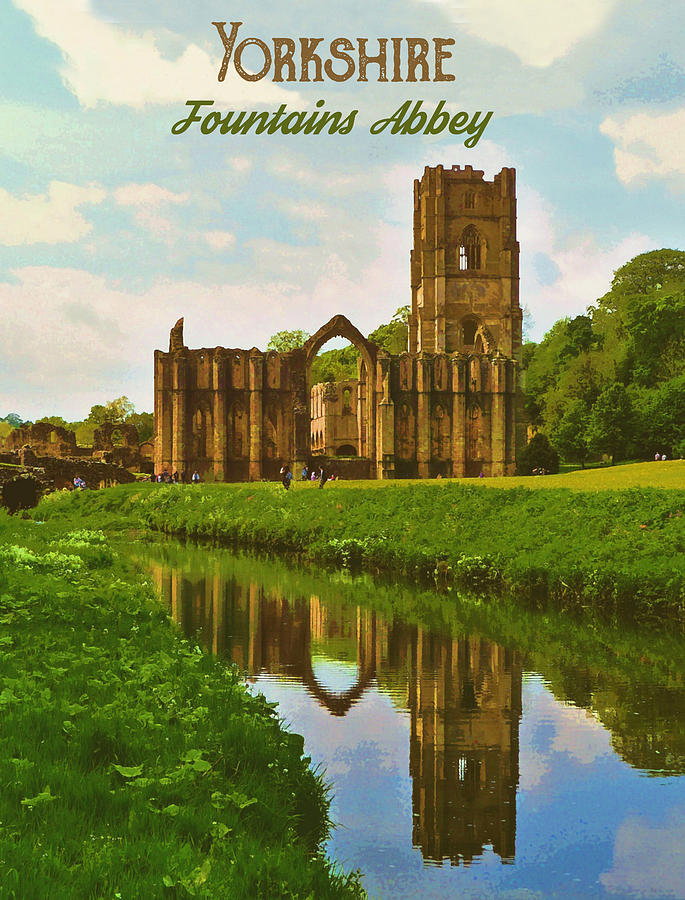 Fountain Digital Art - Yorkshire Fountains Abbey by Long Shot
