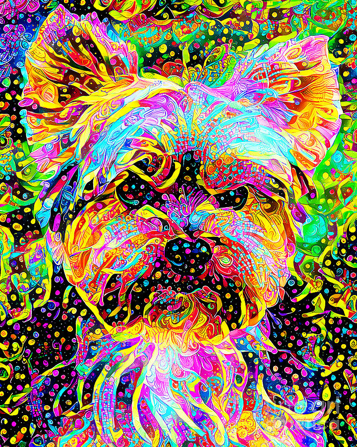 Yorkshire Terrier Dog in Vibrant Whimsical Colors 20210118 Photograph by Wingsdomain Art and Photography