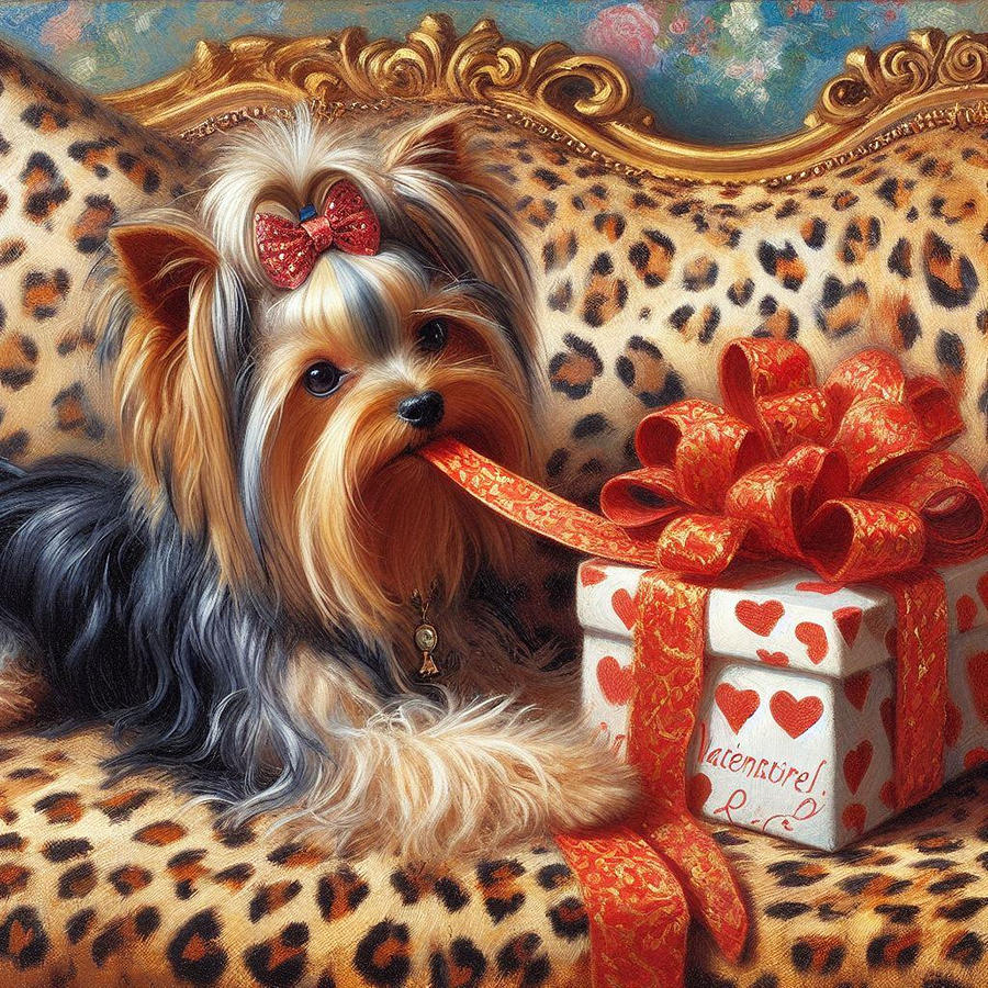 Yorkshire Terrier Valentines Digital Art by Janice MacLellan