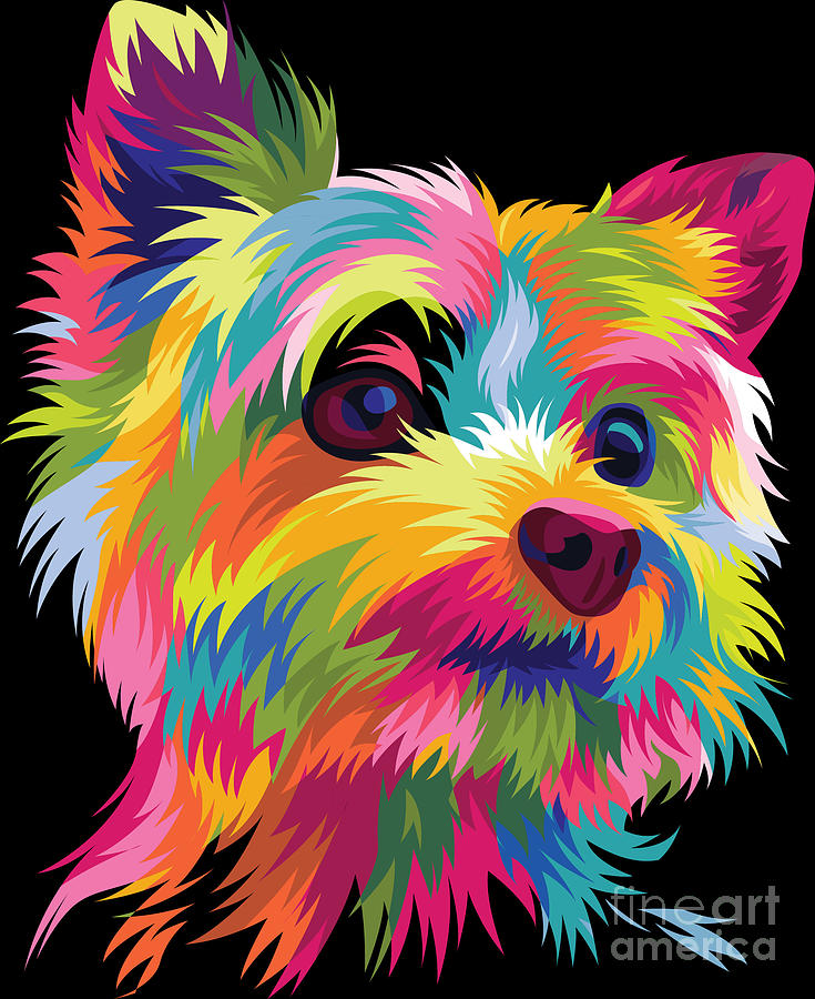 Yorkshire Terrier Yorkie Pop Art Dog Graphic Gift Digital Art by Haselshirt